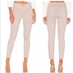 Current/Elliott High Waist Stiletto Leopard Rose Blush Animal Jean Pants